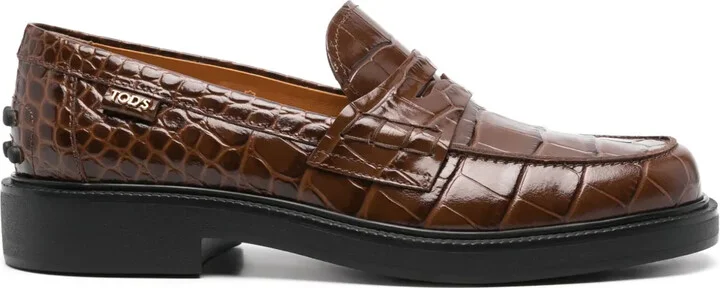Croc-Effect Loafers