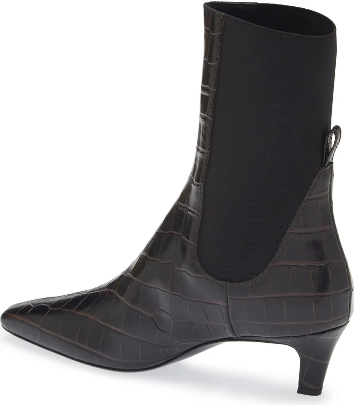 Croc Embossed Kitten Heel Chelsea Boot - Image 2