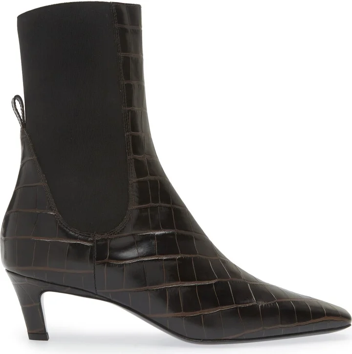 Croc Embossed Kitten Heel Chelsea Boot - Image 3