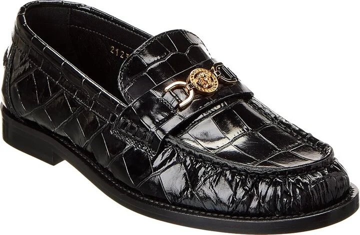 Croc-Embossed Leather Loafer