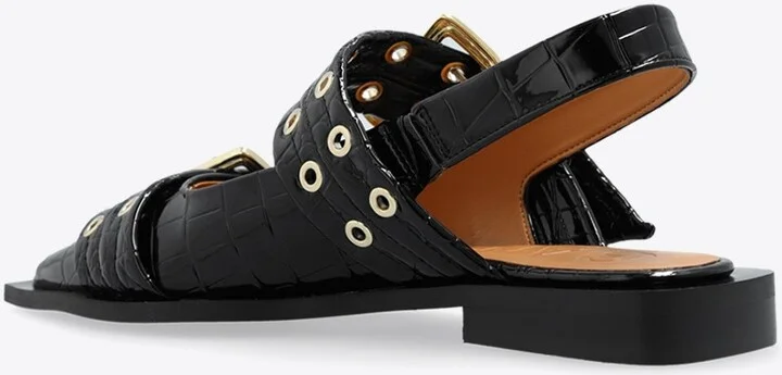 Croc-Embossed Leather Slingback Flats - Image 2
