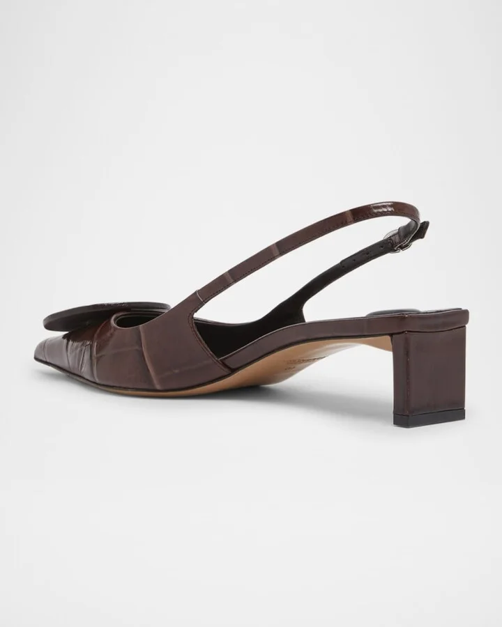 Croc-Embossed Leather Slingback Pumps - Image 2