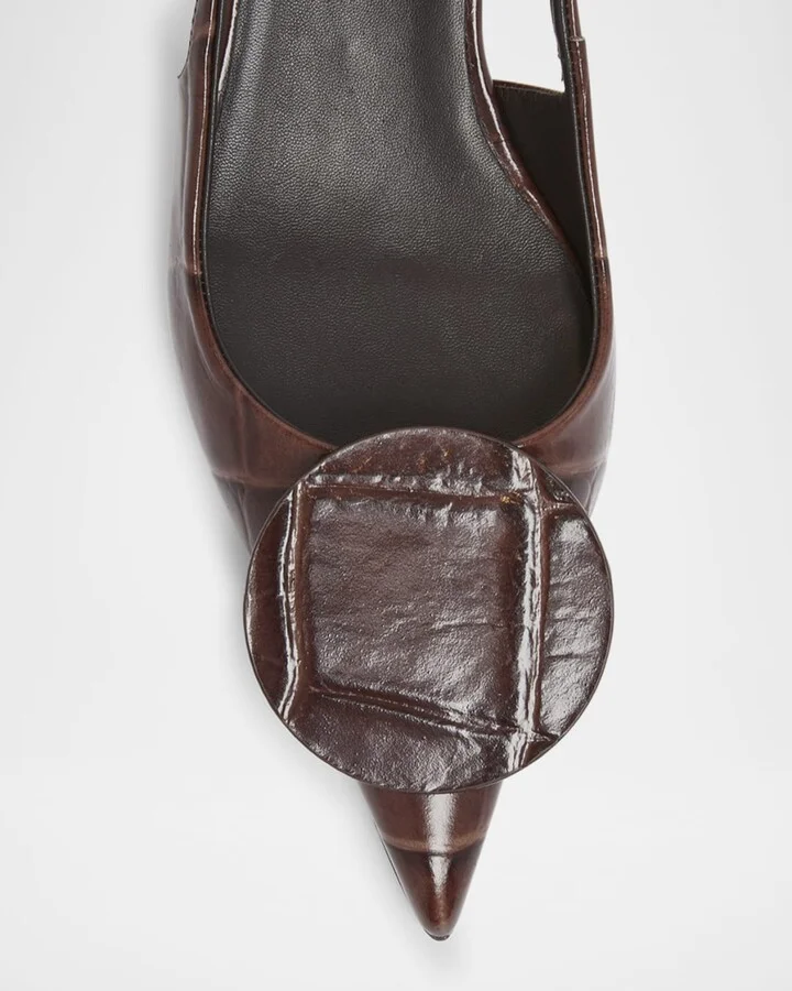 Croc-Embossed Leather Slingback Pumps - Image 4