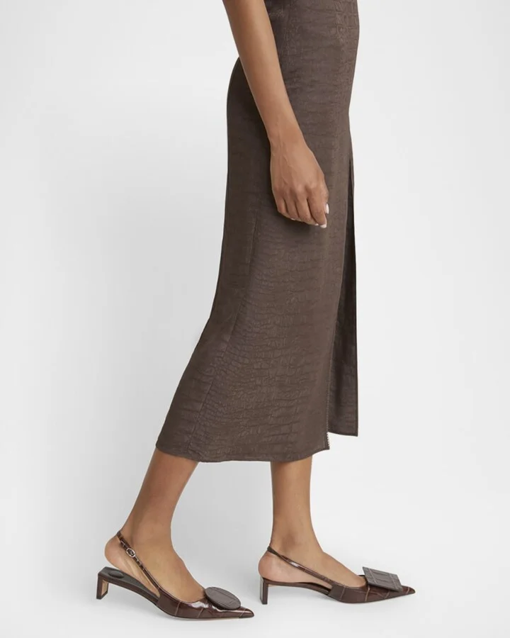 Croc-Embossed Leather Slingback Pumps - Image 6