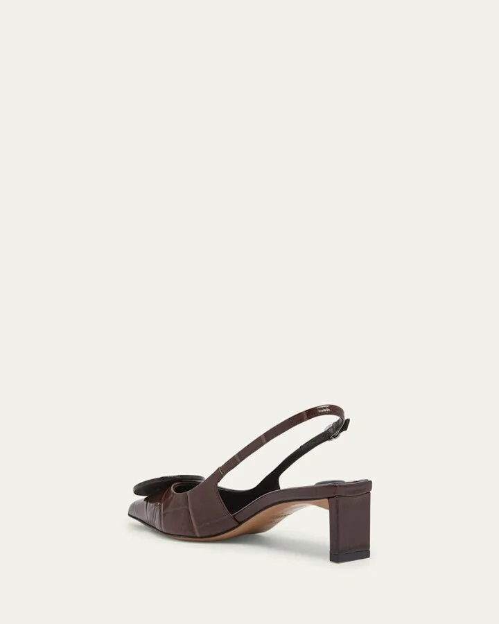 Croc-Embossed Leather Slingback Pumps - Image 2