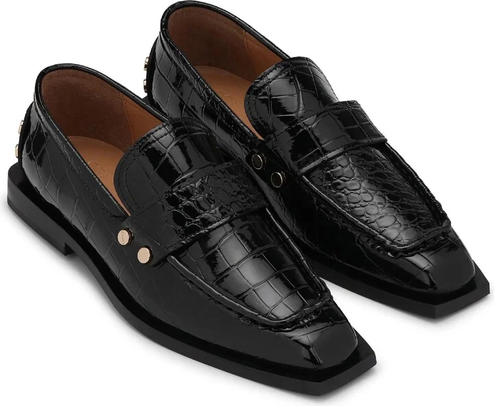 Croc Embossed Square Toe Loafer