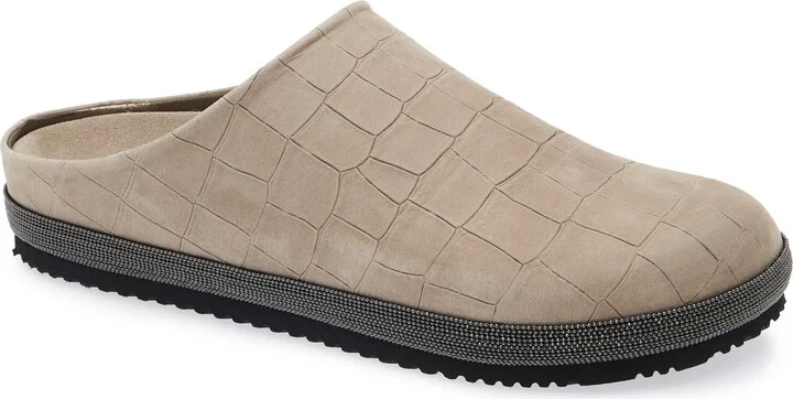 Croc Embossed Suede Slipper