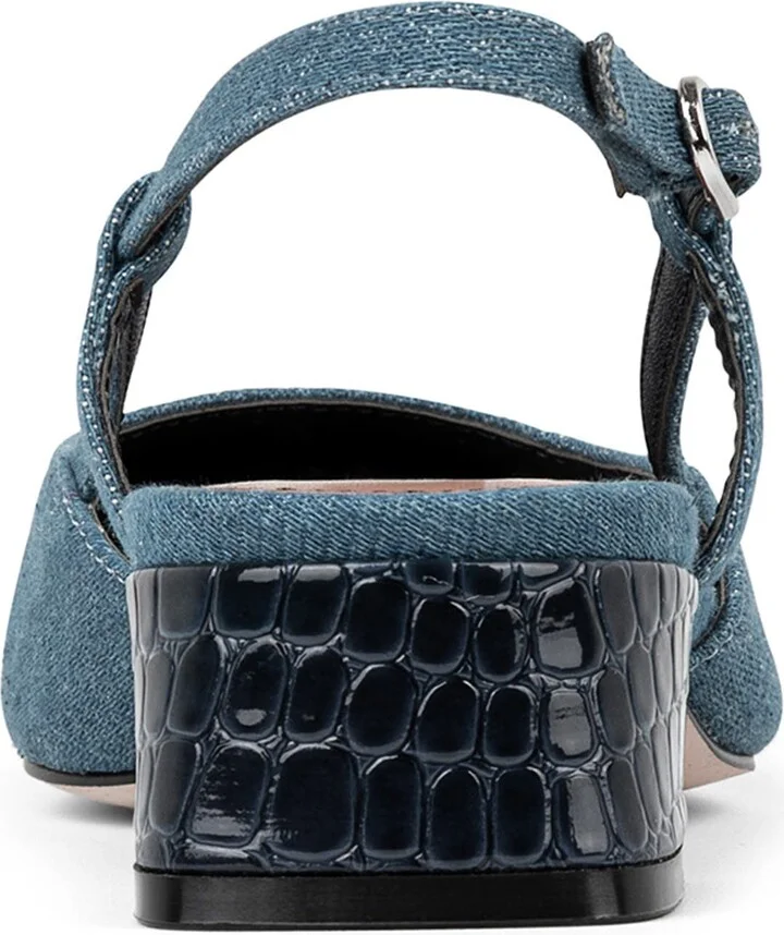 Croc Embossed Toe Slingback Pump - Image 11