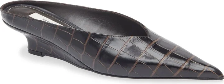Croc Embossed Wedge Mule