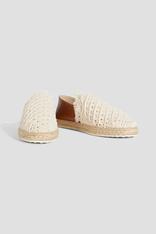 Crochet and leather collapsible-heel espadrilles - Image 2