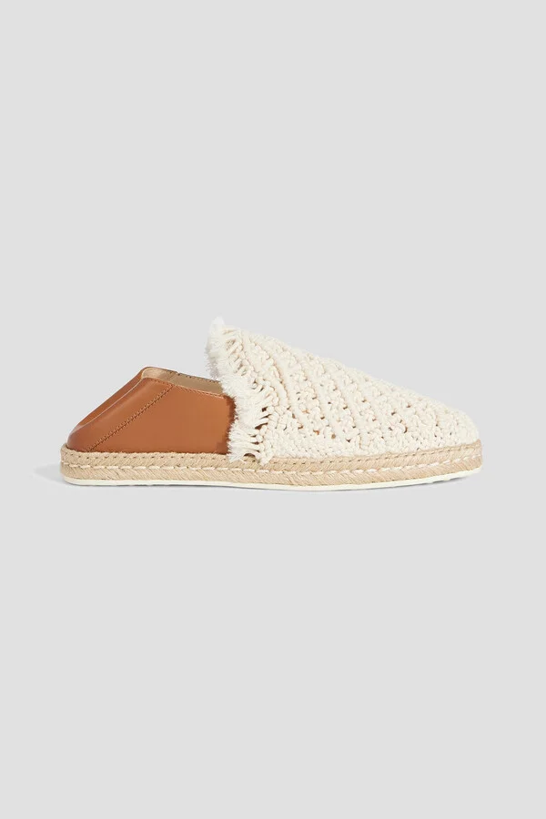 Crochet and leather collapsible-heel espadrilles - Image 5