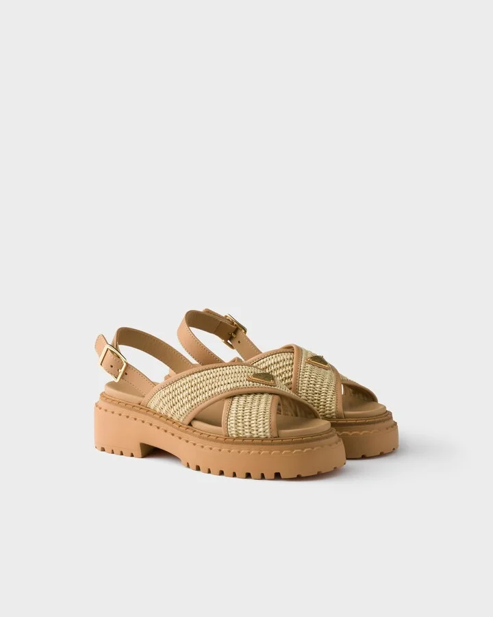 Crochet and leather sandals