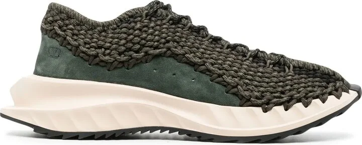Crochet-Design Lace-Up Sneakers