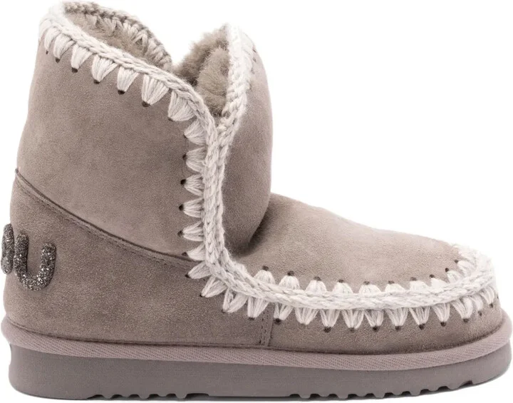 Crochet-Detail Sheepskin Boots