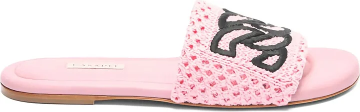 Crochet-Embroidered Flat Sandals