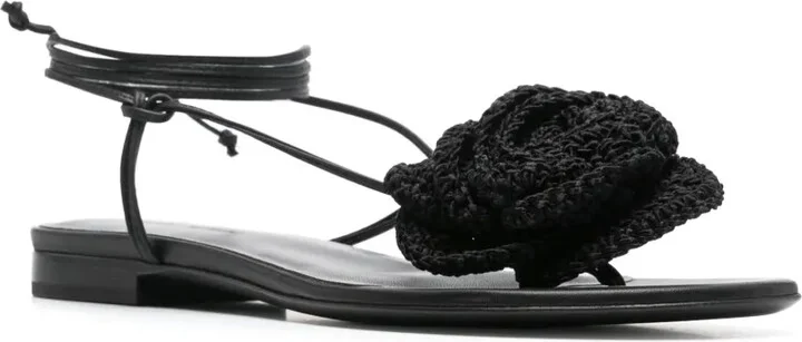 Crochet-Floral-Appliqué Sandals - Image 2