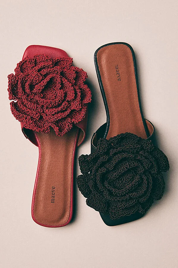 Crochet Flower Slide Sandals
