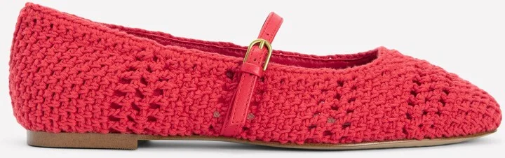 Crochet Mary Jane Flats, Post box Red