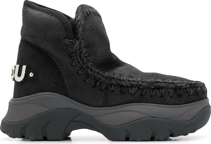 Crochet Stitch-Trim Chunky Sneakers