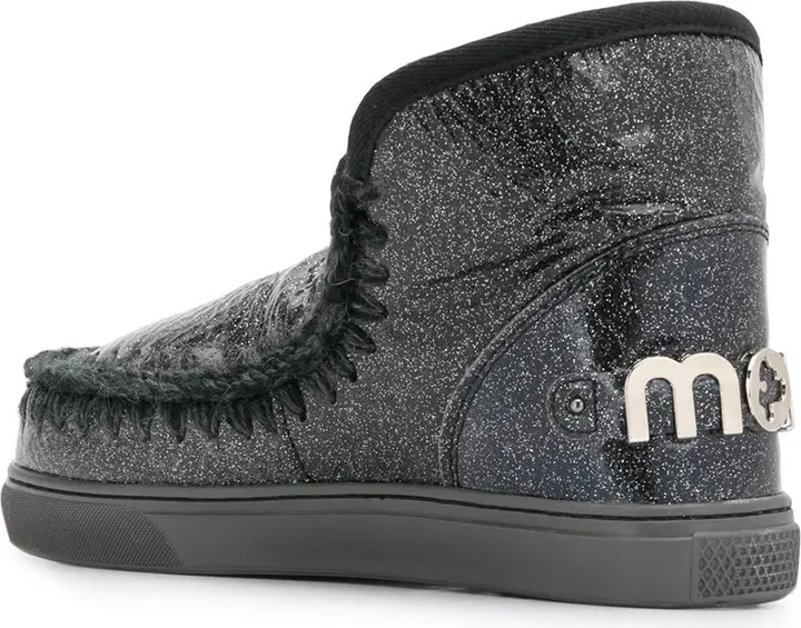 Crochet Stitch-Trim Glitter Sneaker Boots - Image 3