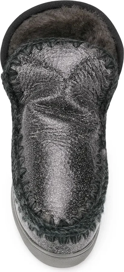Crochet Stitch-Trim Glitter Sneaker Boots - Image 4