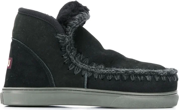 Crochet Stitch-Trim Sneaker Boots