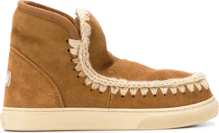 Crochet Stitch-Trim Sneaker Boots