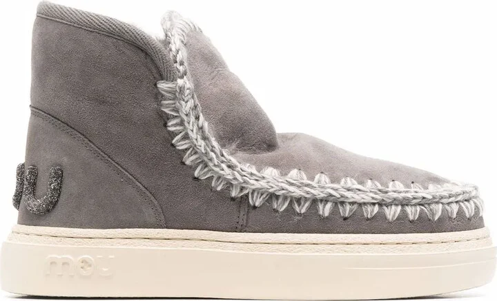 Crochet Stitch-Trim Sneaker Boots