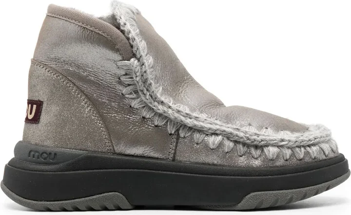Crochet Stitch-Trim Sneaker Boots