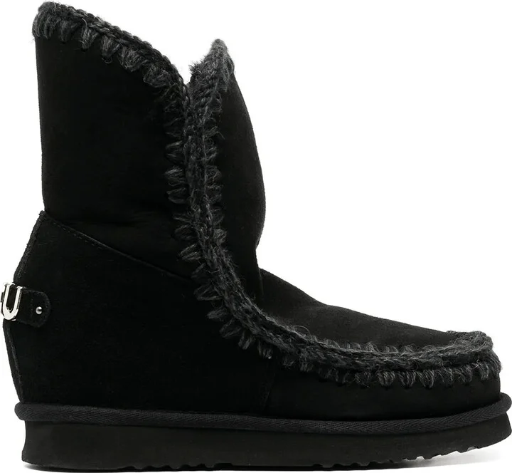 Crochet Stitch-Trim Wedge Boots