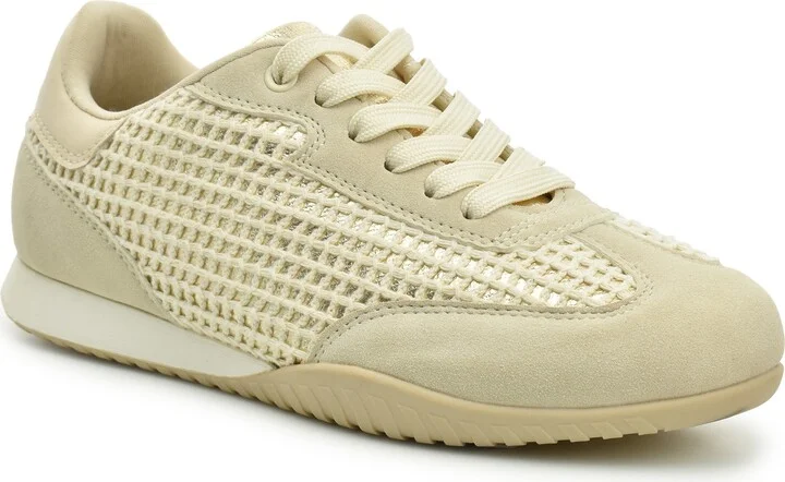Crochet Trim Metallic Low Top Sneaker