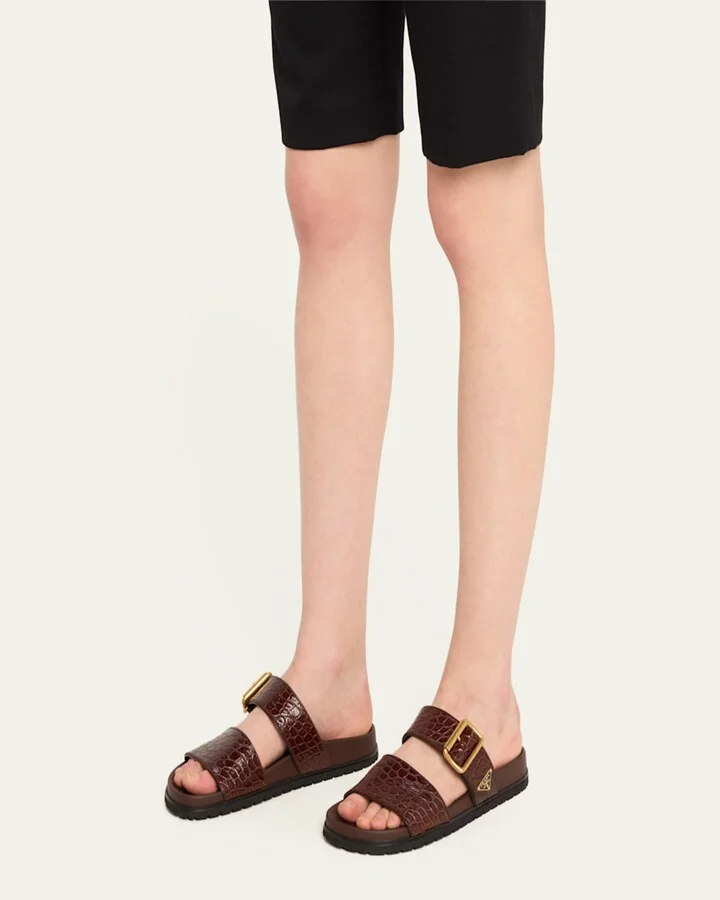 Croco Buckle Dual-Band Comfort Sandals - Image 2