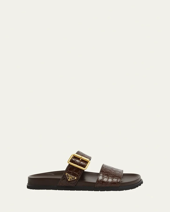 Croco Buckle Dual-Band Comfort Sandals