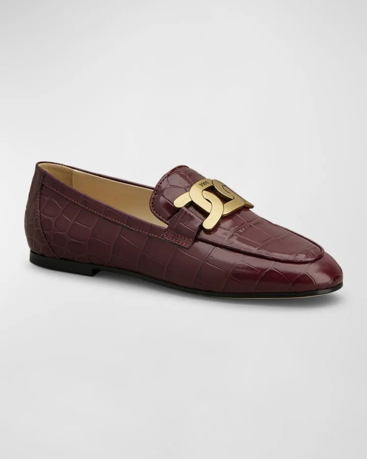Croco Chain Slip-On Loafers - Image 2