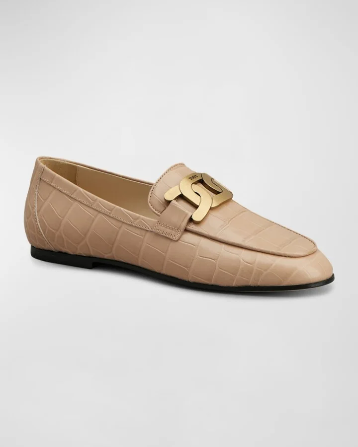 Croco Chain Slip-On Loafers - Image 2