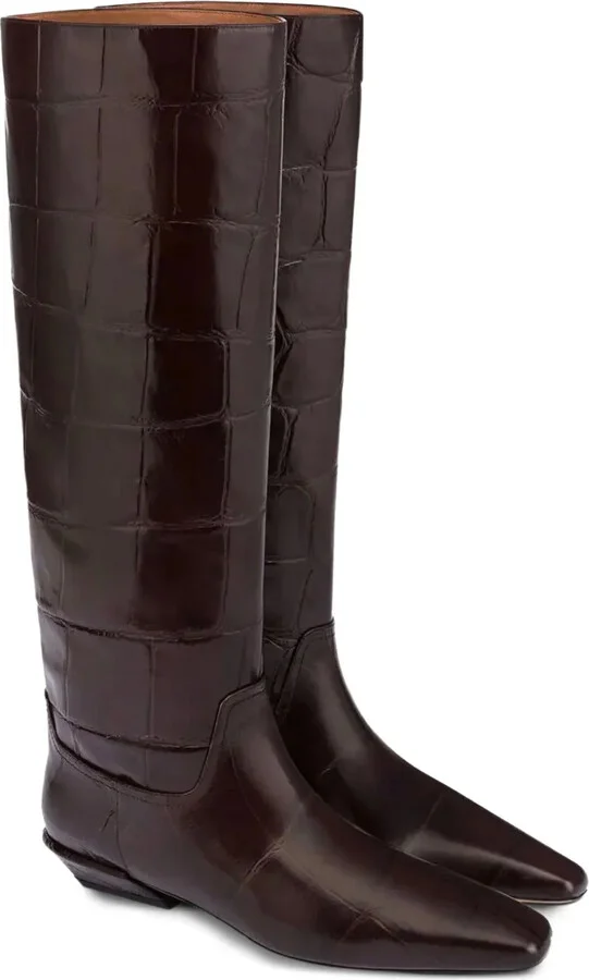 Croco-Embossed Leather Boots - Image 2