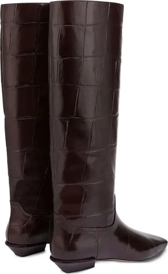 Croco-Embossed Leather Boots - Image 4
