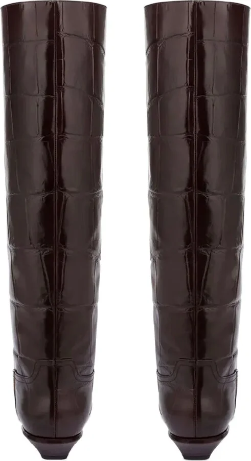 Croco-Embossed Leather Boots - Image 5
