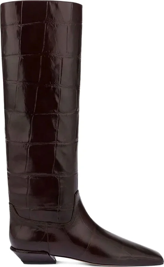 Croco-Embossed Leather Boots