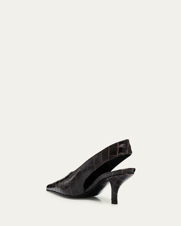 Croco-Embossed Leather Slingback Pumps - Image 2
