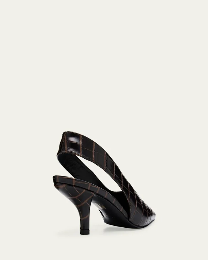 Croco-Embossed Leather Slingback Pumps - Image 7