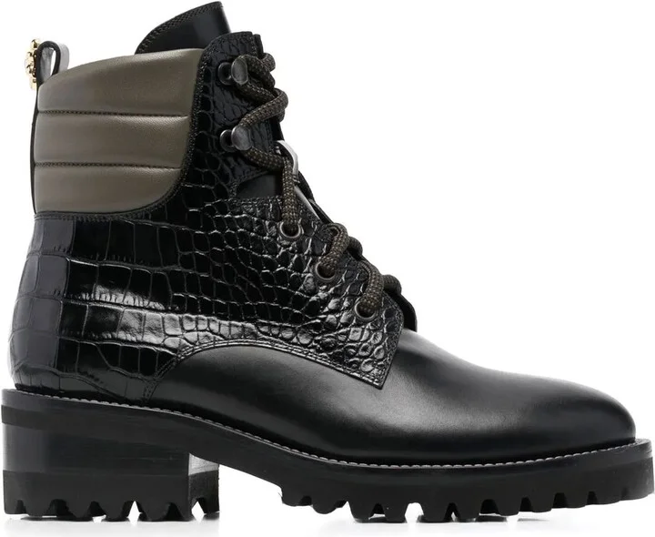 Croco-Embossed Panel Boots