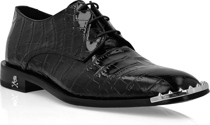Croco Lace Up Shoes Skull & Bones