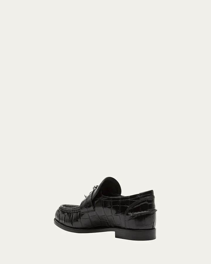 Croco Medallion Flat Loafers - Image 2