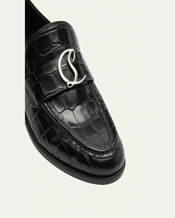 Croco Medallion Flat Loafers - Image 3