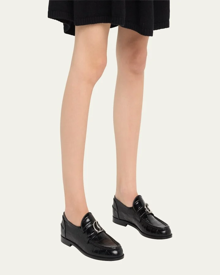 Croco Medallion Flat Loafers - Image 5
