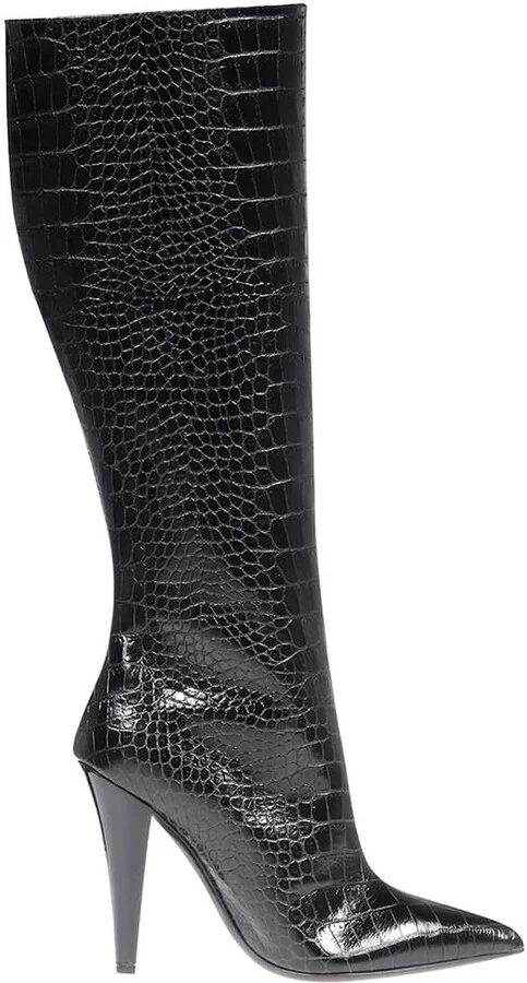 Croco-print Leather Boots