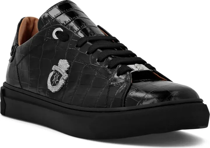 Croco-print logo-plaque leather sneakers - Image 2
