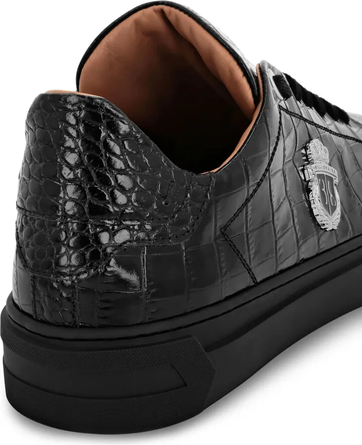 Croco-print logo-plaque leather sneakers - Image 3