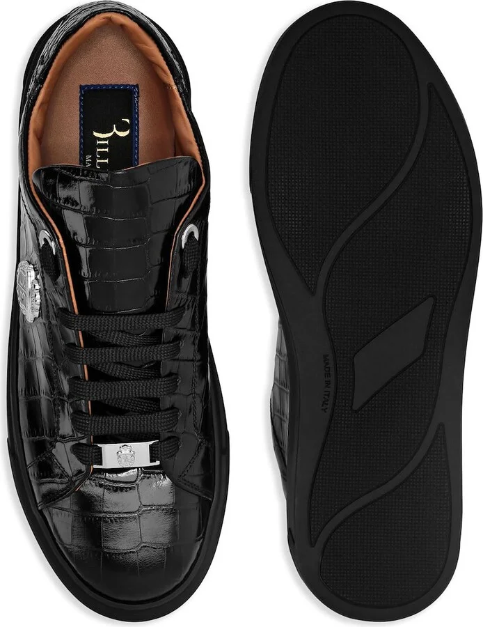 Croco-print logo-plaque leather sneakers - Image 4